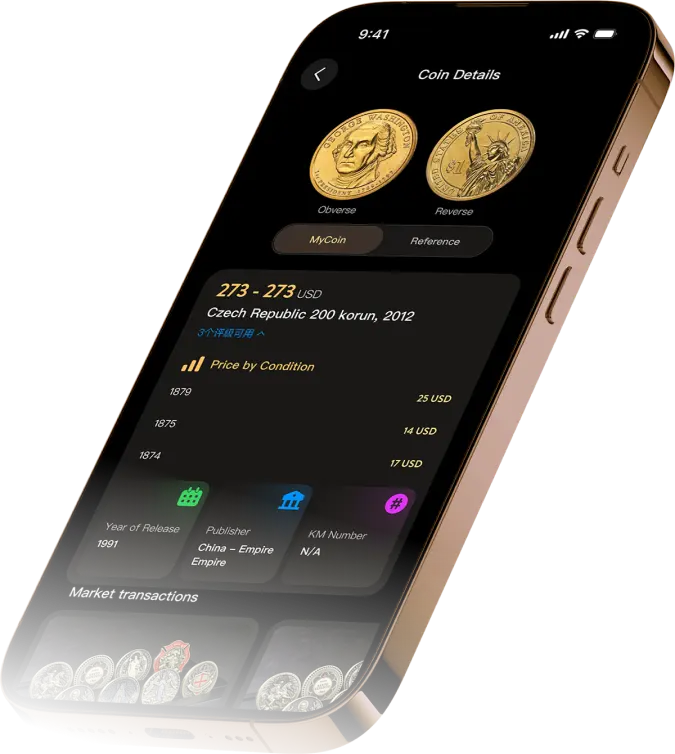 ScanMyCoin app interface showing coin details